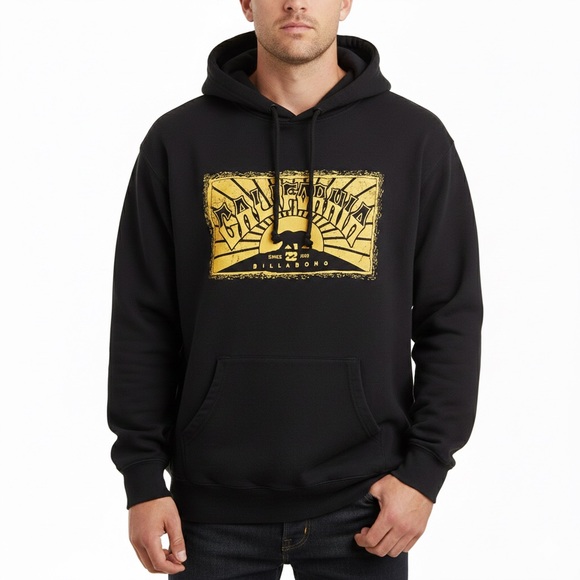 Billabong Black Hoodie with Yellow California Graphic - Picture 8 of 8